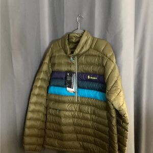 Cotopaxi Multicolor Puffer Jacket with Blue and Green